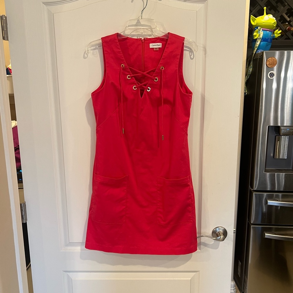 Calvin Klein hot pink Lace-Up Dress